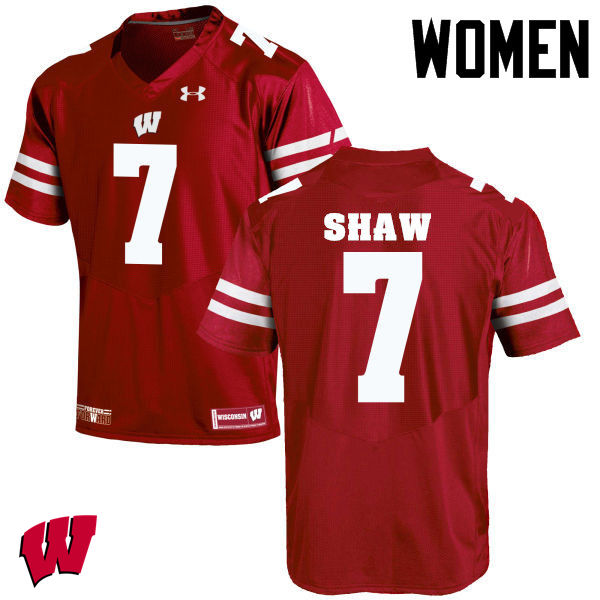 Women Wisconsin Badgers #7 Bradrick Shaw College Football Jerseys-Red - Click Image to Close